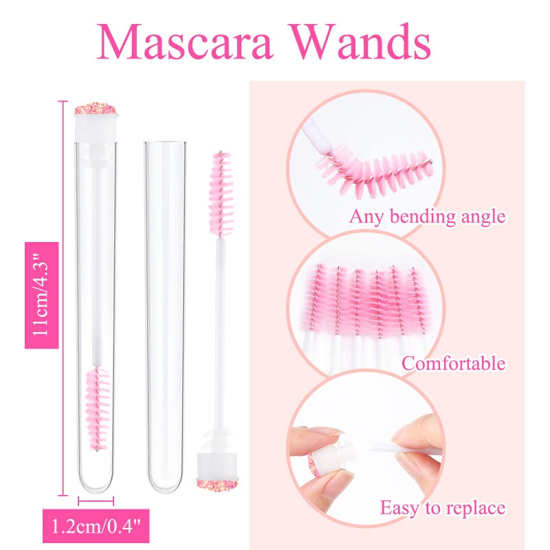 Dming 20pcs Eyelash brush Lash Wand Makeup tool Eyelash Extension supplies Cleaning brush Diamond Mascara star l pink - Image 2